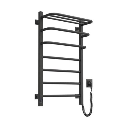 Uscător electric pentru prosoape cu termostat FORTIS 155W 80x48 cm, negru, cu racordare pe partea dreaptă