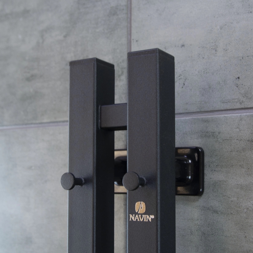 Uscător electric pentru prosoape cu termostat SILOUETTE, 106 W, 150 x 9 cm, negru, montaj pe partea dreaptă