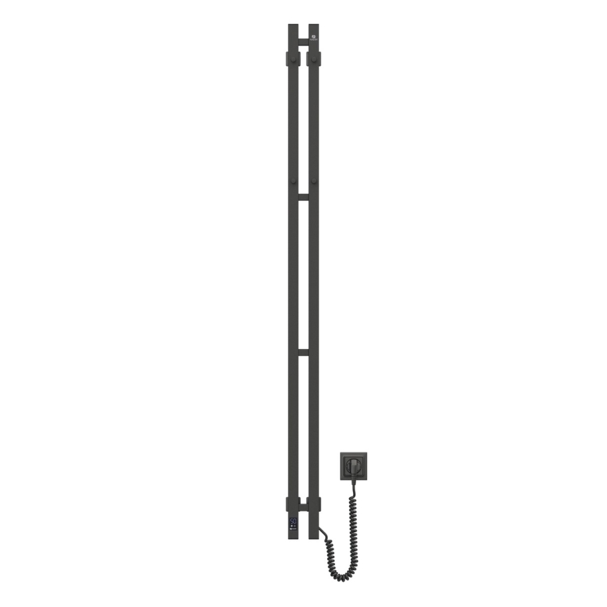 Uscător electric pentru prosoape cu termostat SILOUETTE, 106 W, 150 x 9 cm, negru, montaj pe partea dreaptă