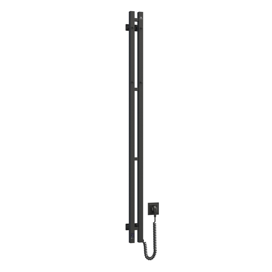 Uscător electric pentru prosoape cu termostat SILOUETTE, 106 W, 150 x 9 cm, negru, montaj pe partea dreaptă