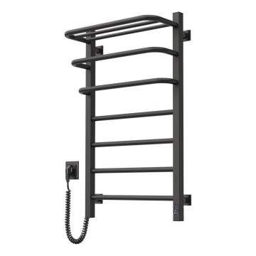 Uscător electric pentru prosoape FORTIS cu termostat, 155 W, 80 x 48 cm, negru, orientare stânga