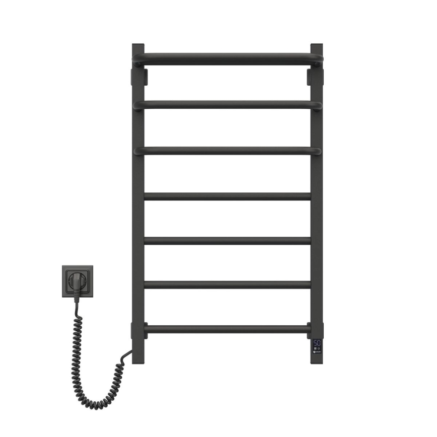 Uscător electric pentru prosoape FORTIS cu termostat, 155 W, 80 x 48 cm, negru, orientare stânga
