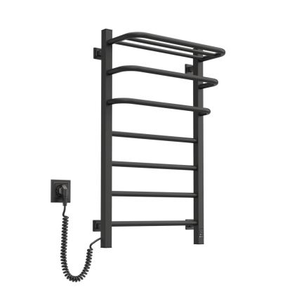 Uscător electric pentru prosoape FORTIS cu termostat, 155 W, 80 x 48 cm, negru, orientare stânga