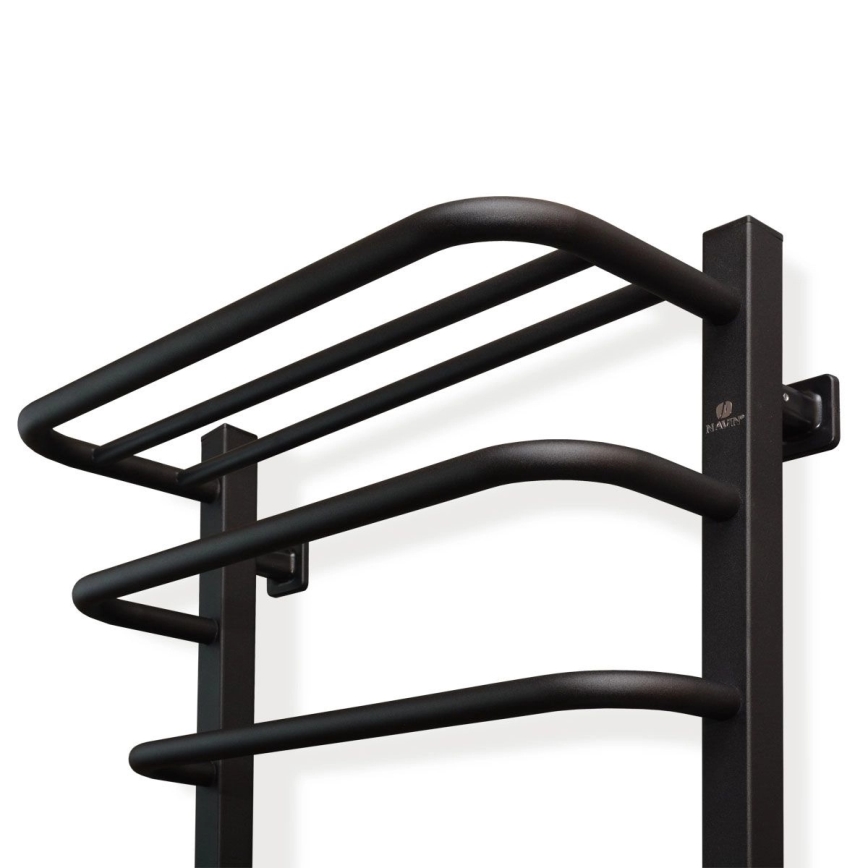 Uscător electric pentru prosoape FORTIS cu termostat, 155 W, 80 x 48 cm, negru, racordare pe dreapta