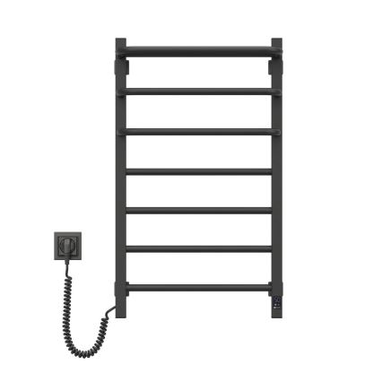 Uscător electric pentru prosoape FORTIS cu termostat, 155 W, 80 x 48 cm, negru, racordare pe dreapta