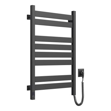 Uscător electric pentru prosoape LARGO, 168 W, 80 x 50 cm, cu termostat, negru, montare pe partea dreaptă