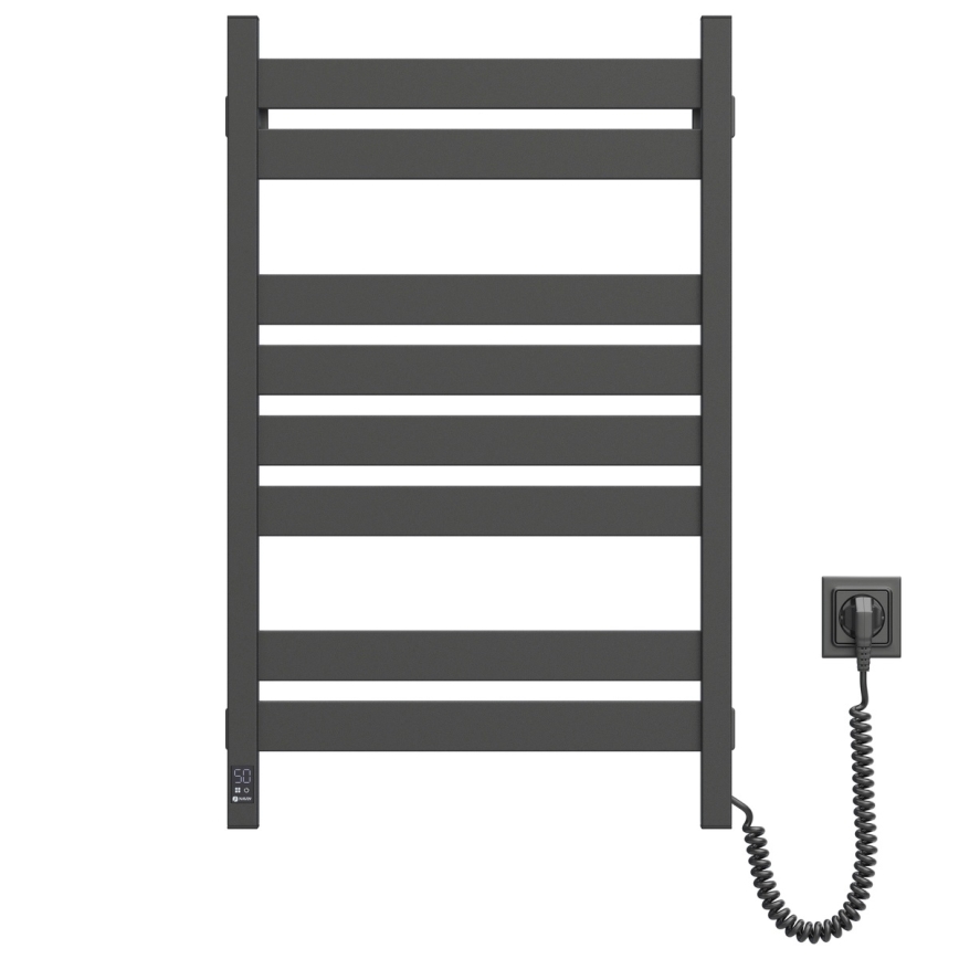 Uscător electric pentru prosoape LARGO, 168 W, 80 x 50 cm, cu termostat, negru, montare pe partea dreaptă