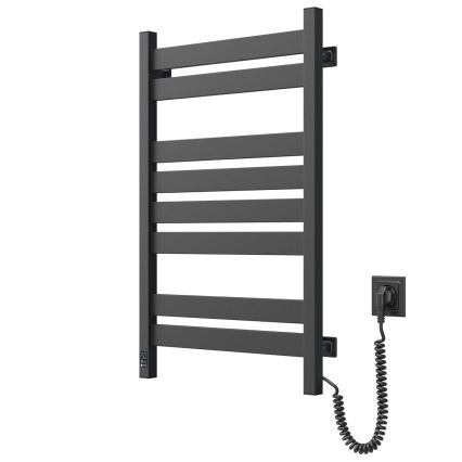Uscător electric pentru prosoape LARGO, 168 W, 80 x 50 cm, cu termostat, negru, montare pe partea dreaptă