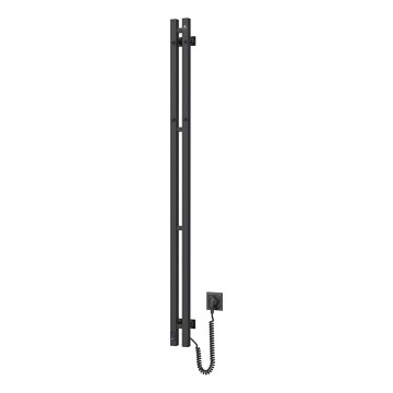 Uscător electric pentru prosoape SILOUETTE, 106 W, 150 x 9 cm, negru, cu racordare pe partea dreaptă