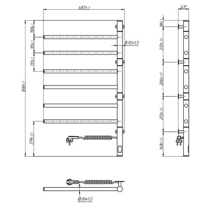Uscător electric rotativ pentru prosoape cu termostat ARABESQUE, 105 W, 80 x 49 cm, alb