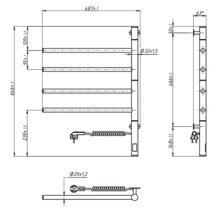 Uscător electric rotativ pentru prosoape cu termostat ARABESQUE 60W 65x49 cm negru