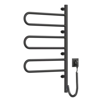 Uscător electric rotativ pentru prosoape cu termostat FOUETTE, 100 W, 80 x 49 cm, negru