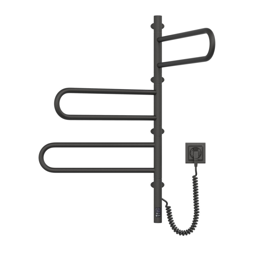 Uscător electric rotativ pentru prosoape cu termostat FOUETTE, 100 W, 80 x 49 cm, negru