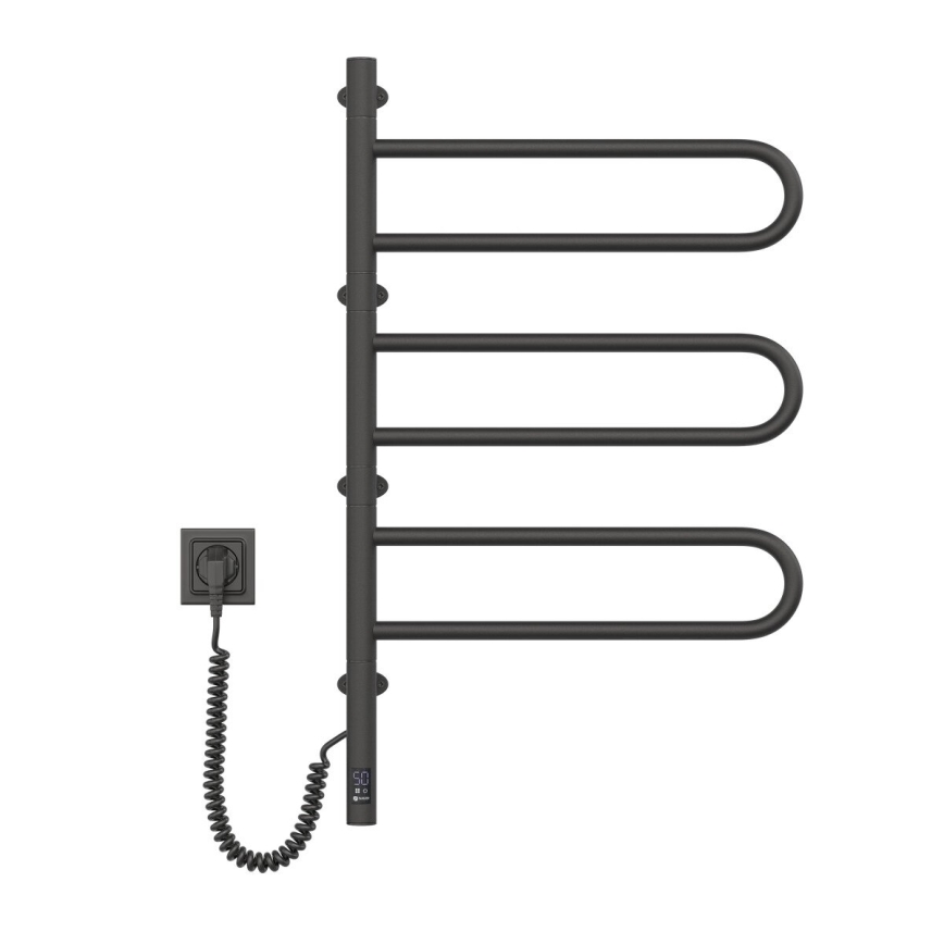 Uscător electric rotativ pentru prosoape cu termostat FOUETTE, 100 W, 80 x 49 cm, negru