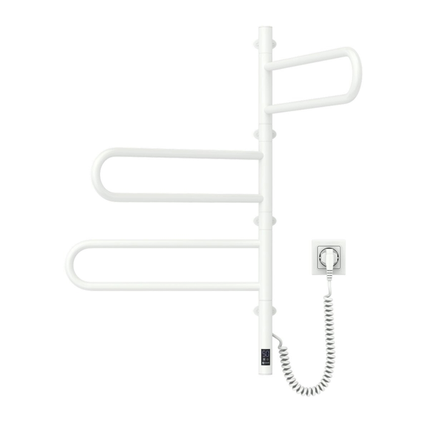 Uscător electric rotativ pentru prosoape cu termostat FOUETTE, 120 W, 80 x 49 cm, alb