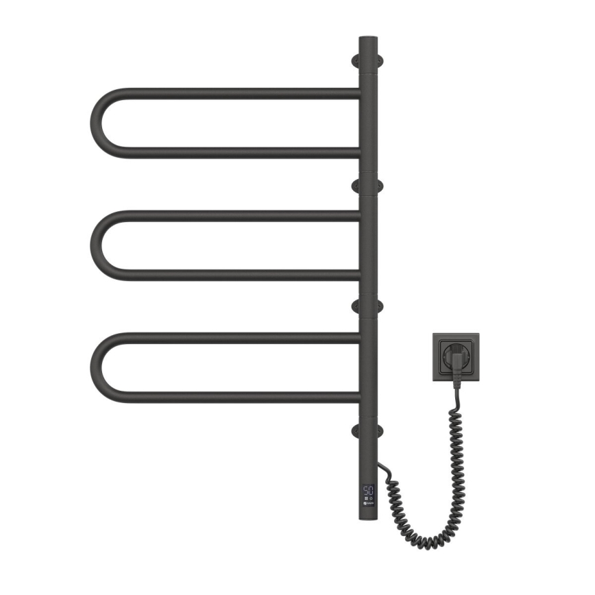 Uscător electric rotativ pentru prosoape cu termostat FOUETTE 120W 80x49 cm negru