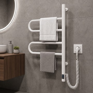 Uscător electric rotativ pentru prosoape cu termostat FOUETTE 60W 65x49 cm alb
