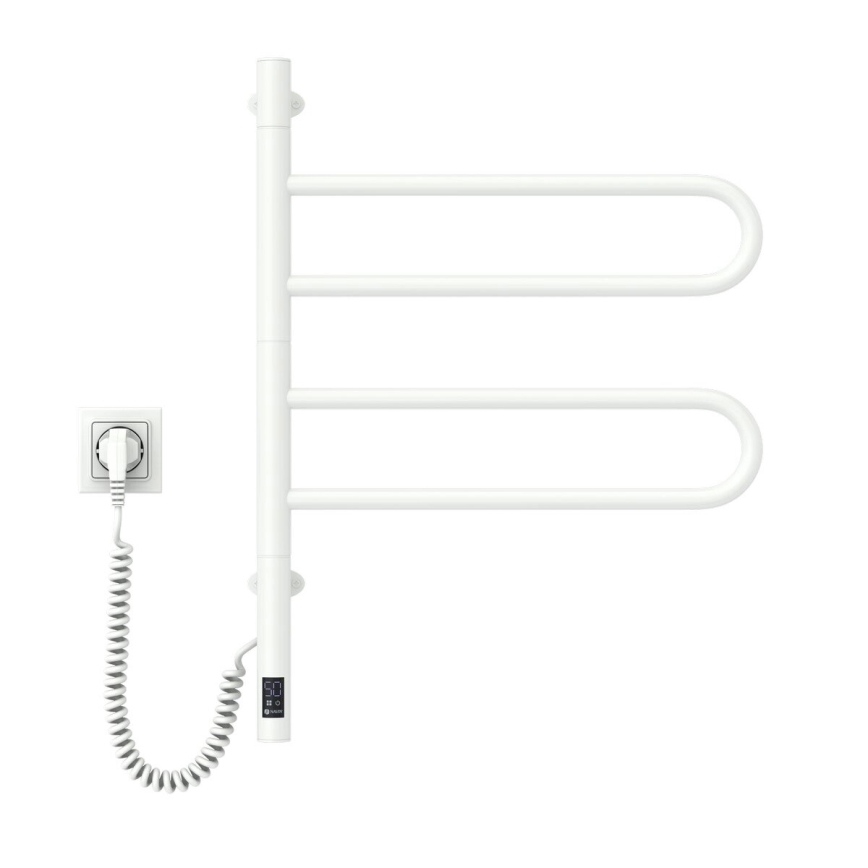 Uscător electric rotativ pentru prosoape cu termostat FOUETTE 60W 65x49 cm alb