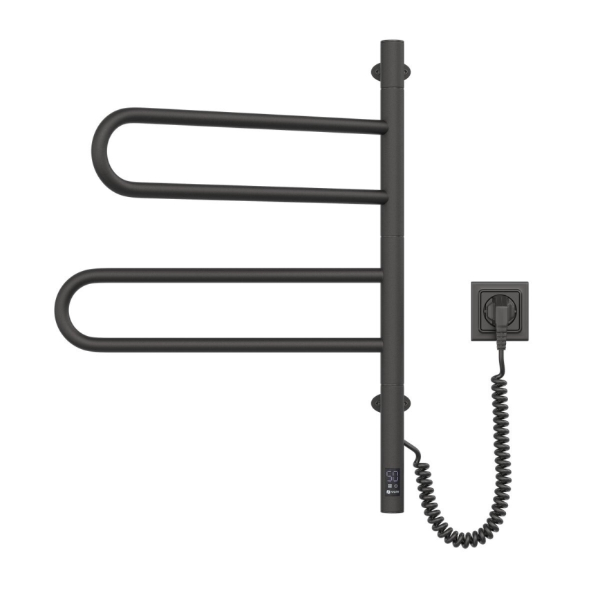 Uscător electric rotativ pentru prosoape cu termostat FOUETTE 60W 65x49 cm negru