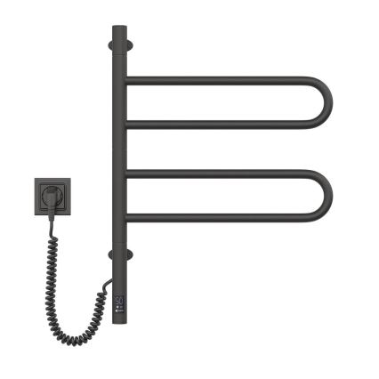 Uscător electric rotativ pentru prosoape cu termostat FOUETTE 60W 65x49 cm negru