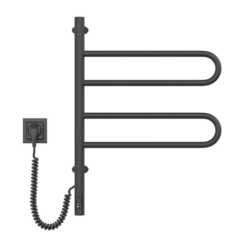 Uscător electric rotativ pentru prosoape cu termostat FOUETTE 60W 65x49 cm negru