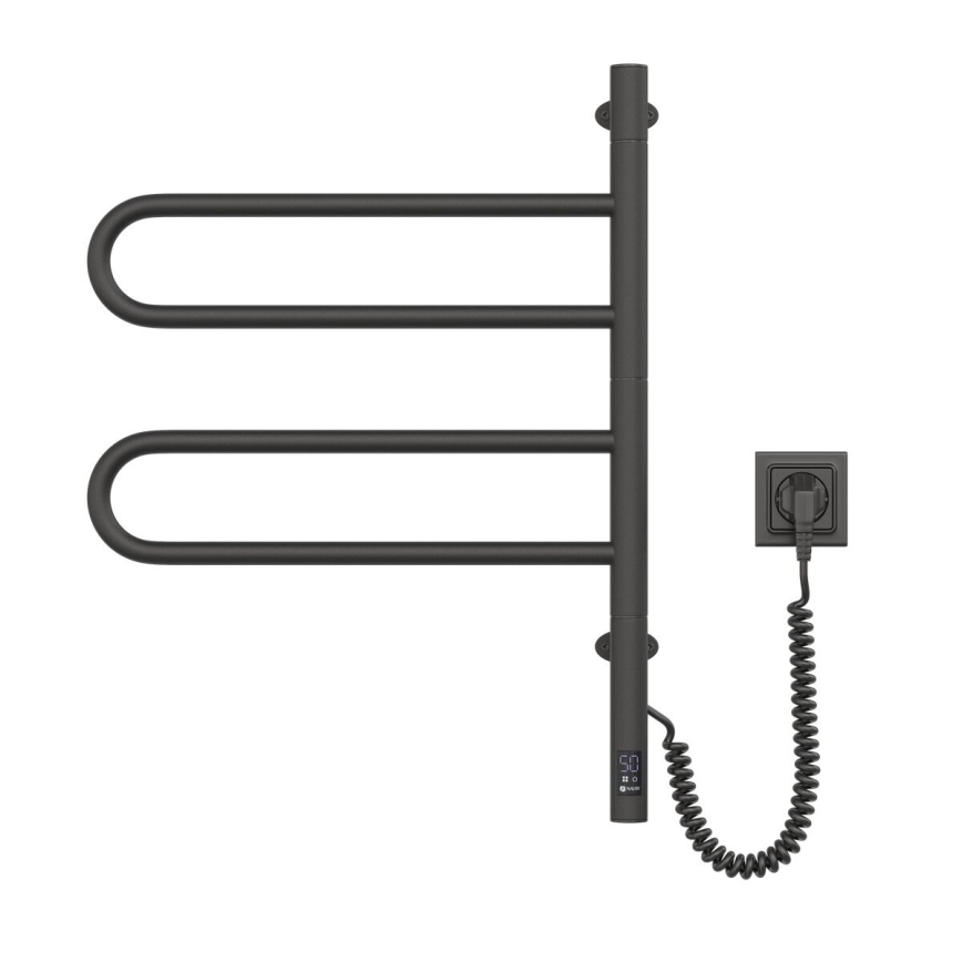 Uscător electric rotativ pentru prosoape cu termostat FOUETTE 60W 65x49 cm negru