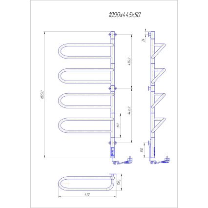 Uscător electric rotativ pentru prosoape ELECTRA, 120W/230V, 102,5x44,5 cm, inox/crom, montaj pe partea dreaptă