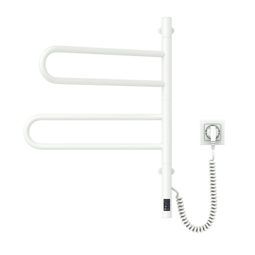 Uscător electric rotativ pentru prosoape FOUETTE, 60 W, 65 x 49 cm, alb, cu termostat