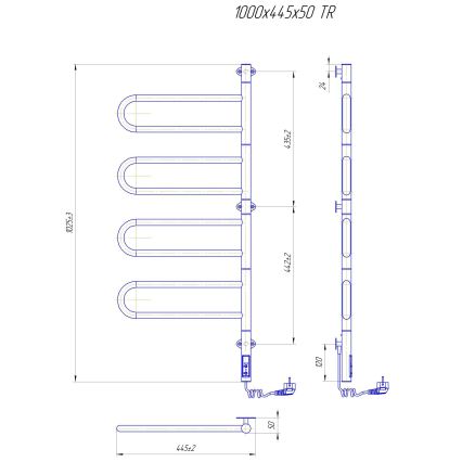 Uscător de prosoape electric rotativ TRISTAR 105W/230V 102,5x44,5cm IP44 inox/crom lucios