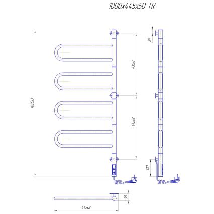 Suport rotativ electric pentru prosoape TRISTAR, 105 W / 230 V, 102,5 x 44,5 cm, IP44, inox/negru