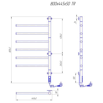 Uscător electric rotativ pentru prosoape VEER 80W/230V 80x44,5 cm inox/negru