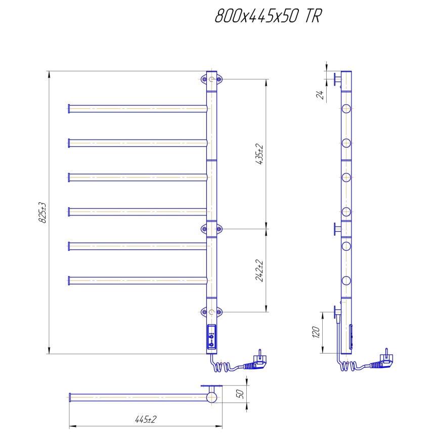 Uscător rotativ electric pentru prosoape VEER, 80W/230V, 82,5 x 44,5 cm, inox/negru