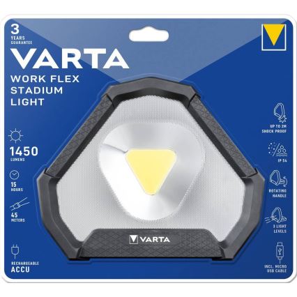 Varta 18647101401 - Lanternă portabilă LED WORK FLEX, 12 W, 5 V, 5200 mAh, IP54