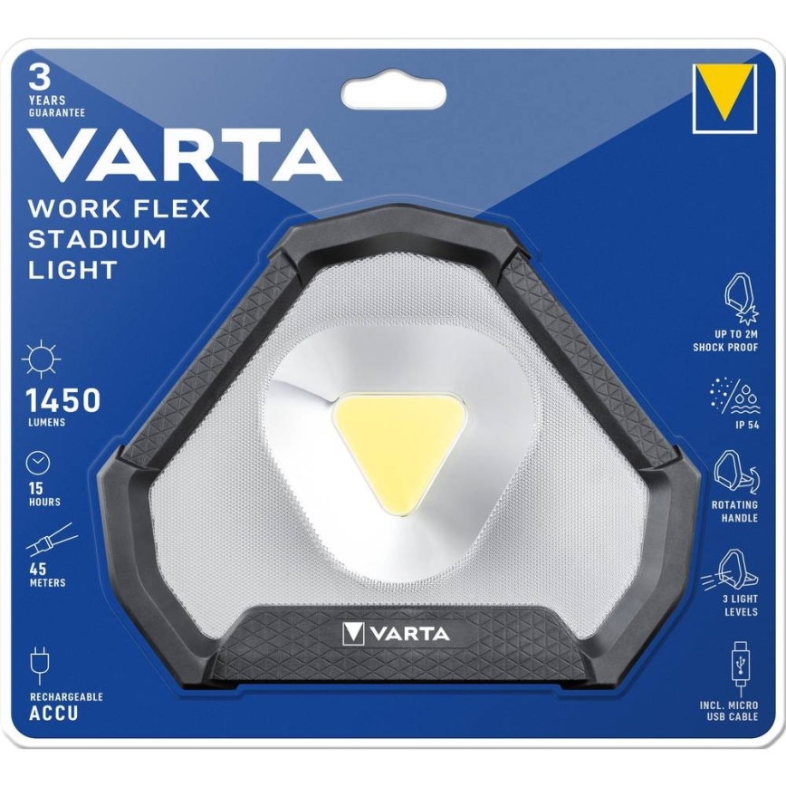 Varta 18647101401 - Lanternă portabilă LED WORK FLEX, 12 W, 5 V, 5200 mAh, IP54