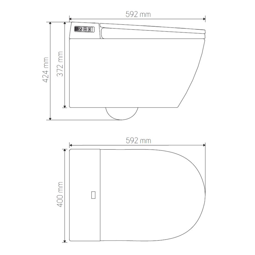 Toaletă suspendată cu bideu TISVILDELEJE 1600W/230V, albă, cu telecomandă