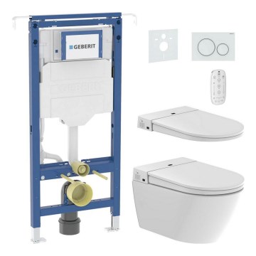 Vas WC suspendat cu bideu TISVILDELEJE 1600W/230V + capac WC SoftClose + plăcuță de comandă SIGMA + modul încastrat + placă izolatoare + telecomandă