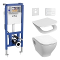 Vas WC suspendat DEEP + capac WC SoftClose DEEP + plăcuță de acționare DUAL + modul incastrat + tampoană izolatoare
