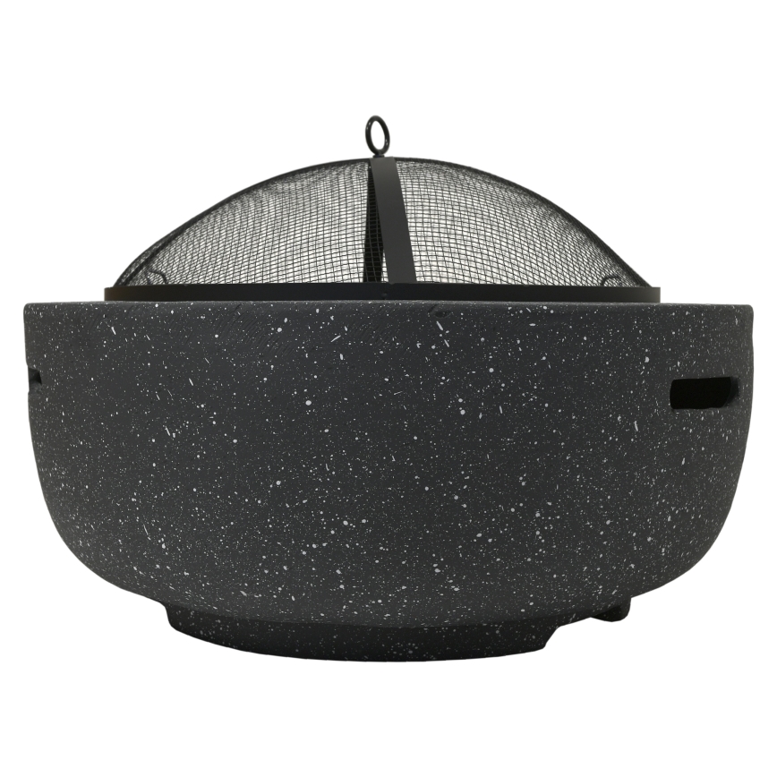 Vatră portabilă pe lemn cu grătar, antracit