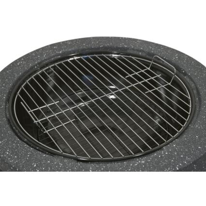 Vatră portabilă pe lemn cu grătar, antracit