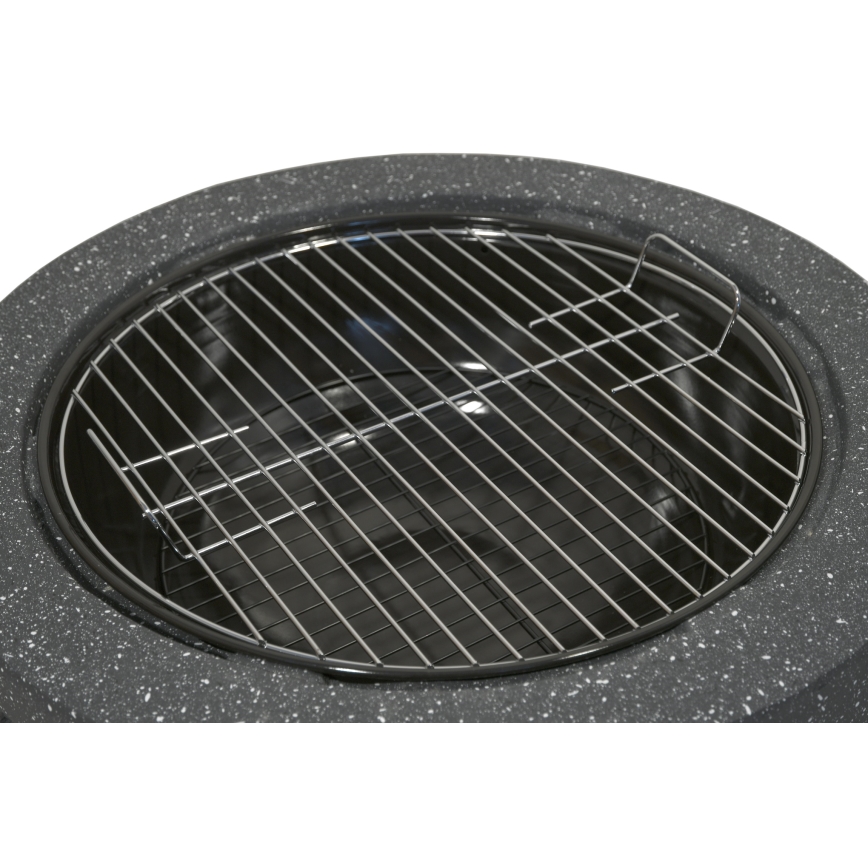 Vatră portabilă pe lemn cu grătar, antracit