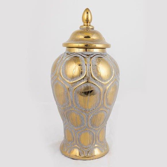 Vază ceramică 33,8x16 cm auriu/argintiu