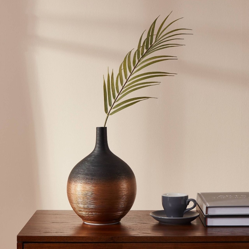 Vază ceramică Eglo 22x16 cm negru/auriu