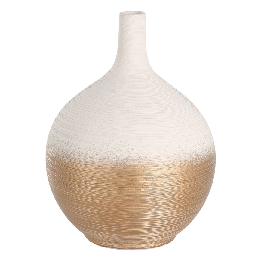 Vază ceramică Eglo 22x16 cm alb/auriu