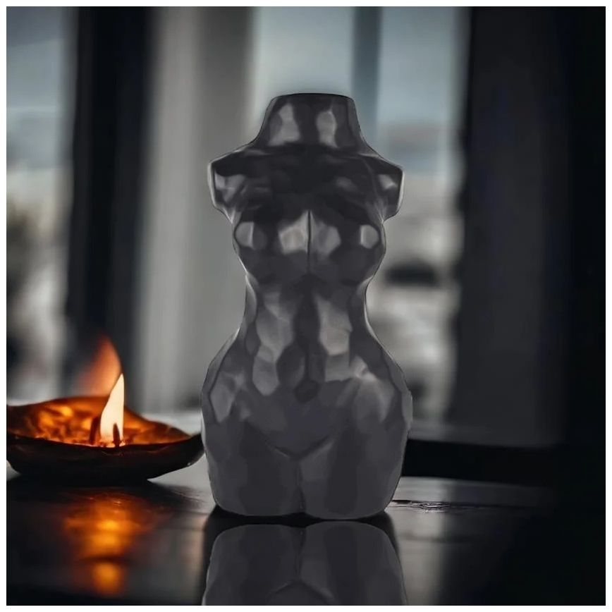 Vază ceramică neagră, 30 cm