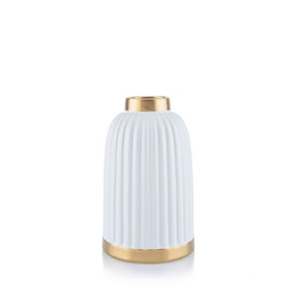 Vază ceramică ROSIE 20,5x12 cm albă/aurie