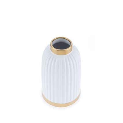 Vază ceramică ROSIE 20,5x12 cm albă/aurie