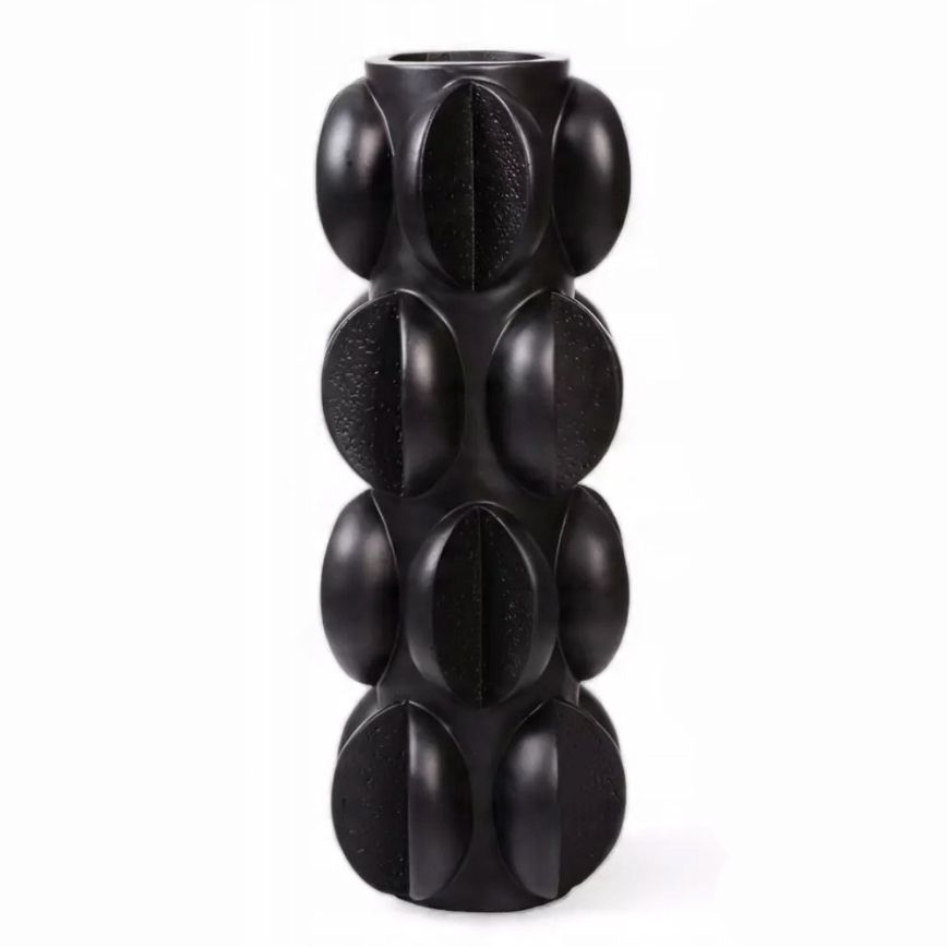 Vază din rășină, 37 x 15 cm, negru mat