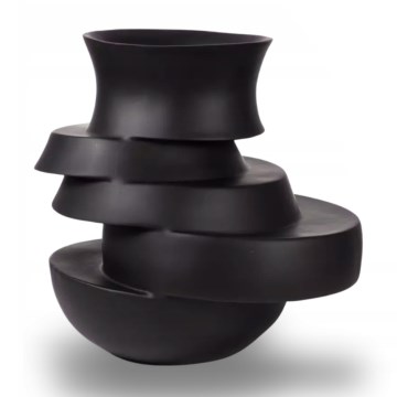Vază din rășină, 38x33x36 cm, negru mat