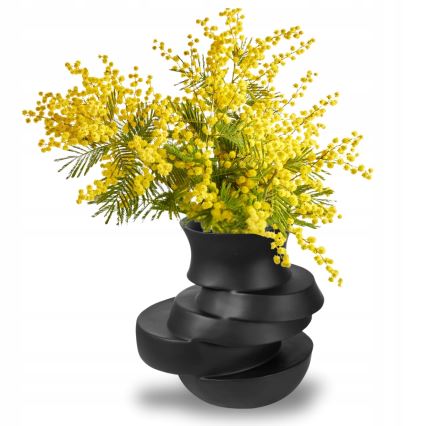 Vază din rășină, 38x33x36 cm, negru mat