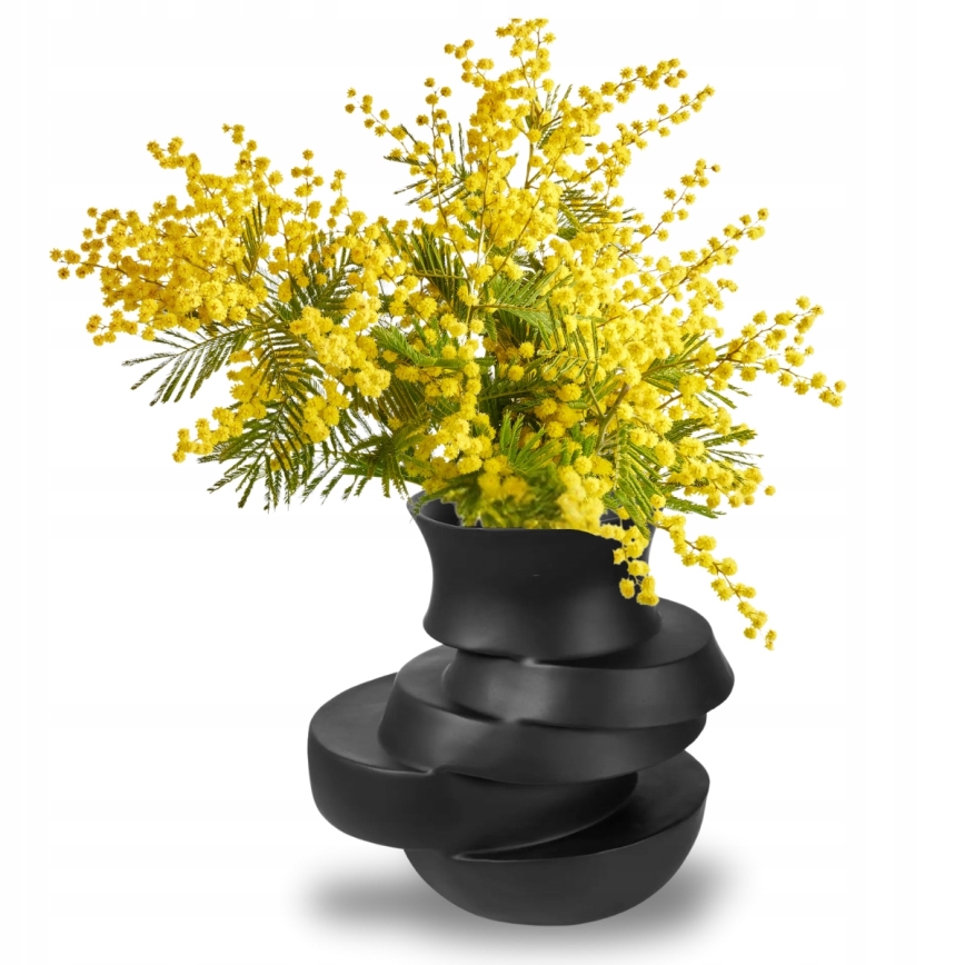 Vază din rășină, 38x33x36 cm, negru mat